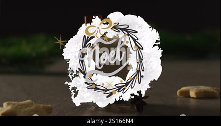 Immagine del testo dei saluti di natale sulle decorazioni di natale Foto Stock