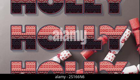 Immagine del testo dei saluti di natale sulle decorazioni di natale Foto Stock