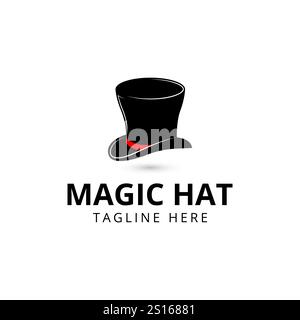 logo magic hat logo nero icona disegno vettoriale Illustrazione Vettoriale