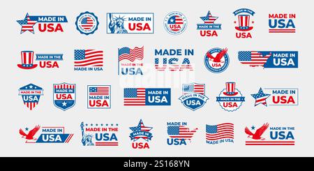 collezione di etichette e logo made in usa Illustrazione Vettoriale