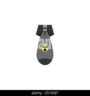 disegno illustrativo di una bomba nucleare piatta, vettore icona bomba nucleare Illustrazione Vettoriale