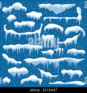 collezione di calotte da neve invernali piatte Illustrazione Vettoriale