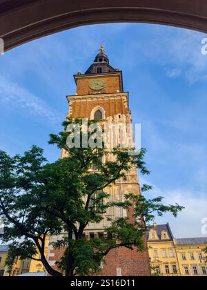 Hall Tower all'alba, Cracovia, Polonia Foto Stock