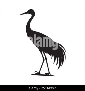 Sagoma Heron illustrazioni vettoriali eps 10 nero file di alta qualità completamente modificabile su sfondo bianco. Illustrazione Vettoriale