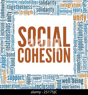 Progettazione concettuale cloud di parole di coesione sociale isolata su sfondo bianco. Illustrazione Vettoriale