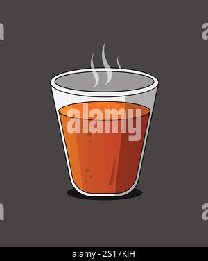 Illustrazione vettoriale del bollitore del tè e delle tazze di argilla. Tradizionale tazza da tè indiana e bollitore con tè caldo, vettoriale. Bollitore indiano, tè pakistano k Illustrazione Vettoriale