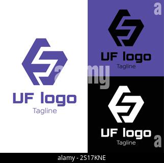 Logo Letter UF, monogramma UF, logo UF iniziale, logo UF, icona, vettore. Illustrazione Vettoriale