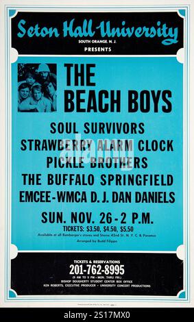 The Beach Boys, The Buffalo Springfield, Seton Hall University, New Jersey Concert poster 1967 Foto Stock