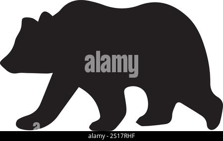 Silhouette con orso vettoriale isolata su sfondo bianco icona orso logo simbolo moderno. Sagoma dell'orso vettoriale isolato su sfondo bianco Illustrazione Vettoriale