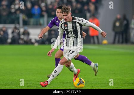 Torino, Italia. 29 dicembre 2024. Nicolo Savona (37) della Juventus visto durante la partita di serie A tra Juventus e Fiorentina allo stadio Allianz di Torino. Foto Stock