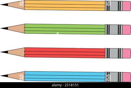 Set di icone a matita. per il concetto mobile e il web design. illustrazione vettoriale. Illustrazione Vettoriale