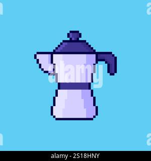 Design delle risorse di gioco Pixel ART Coffee Moka Pot Illustrazione Vettoriale