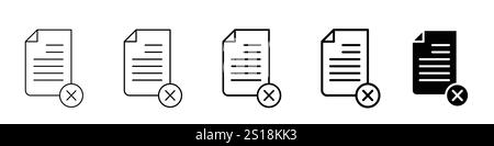 Set 5 rimuovere le icone del documento 1 vettore non espanso 1 silhouette, icone della riga file in carta di colore verde penna PDF elenco di controllo documento pagina pagina foglio immagine copia Illustrazione Vettoriale