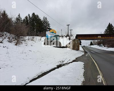 Benvenuto al cartello Miramichi a Miramichi, New Brunswick, Canada Foto Stock