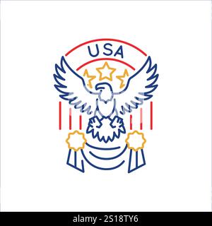 Logo Simple con l'icona Eagle Head USA Illustrazione Vettoriale