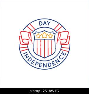 Logo semplice con icona Independence Day Illustrazione Vettoriale