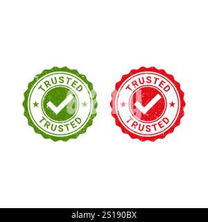 Timbro attendibile, etichetta, simbolo dell'icona del vettore adesivo Illustrazione Vettoriale