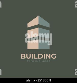 Icona astratta del logo geometrico architettura di costruzione per l'impresa di costruzioni Illustrazione Vettoriale