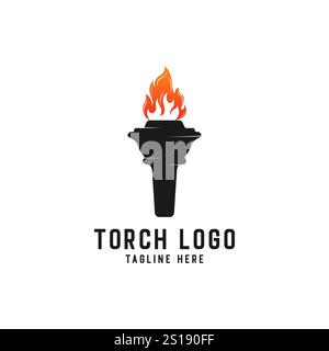 modello di design del logo vettoriale dell'icona della torcia Illustrazione Vettoriale