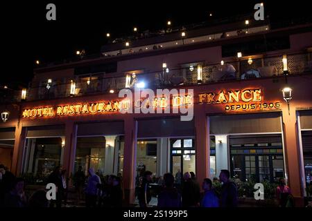 ristorante dell'hotel cafe de france in piazza jemaa el-fna marrakech, marocco Foto Stock