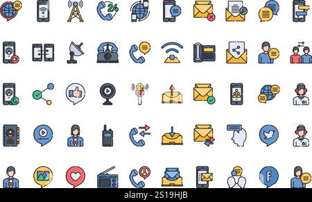 Raccolta di icone vettoriali di alta qualità con traccia modificabile. Ideale per progetti professionali e creativi. Illustrazione Vettoriale