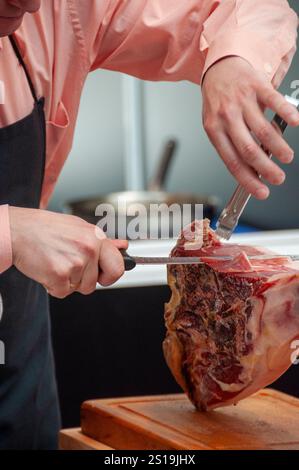 Fiera alimentare in Spagna con prodotti locali della gastronomia mediterranea Foto Stock