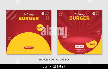 Menu hamburger promozione ristorante modello banner social media Illustrazione Vettoriale