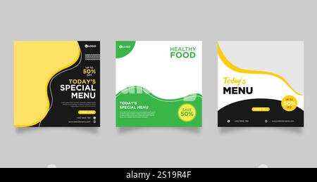 Modello banner menu cibo, modello post sui social media Illustrazione Vettoriale