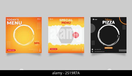 Modello banner menu cibo, modello post sui social media Illustrazione Vettoriale