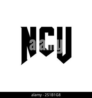 Design del logo NCU Letter per l'azienda tecnologica. Combinazione di colori bianco e nero con logo NCU. Logo NCU, vettore NCU, design NCU, icona NCU, alph NCU Illustrazione Vettoriale