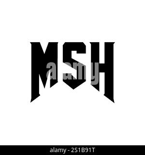 Logo MSH Letter per l'azienda tecnologica. Combinazione di colori bianco e nero con logo MSH. Logo MSH, vettore MSH, design MSH, icona MSH, MSH alph Illustrazione Vettoriale
