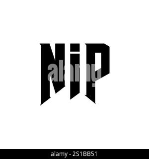 Design del logo NIP Letter per l'azienda tecnologica. Combinazione di colori bianco e nero con logo NIP. Logo NIP, vettore NIP, design NIP, icona NIP, NIP alph Illustrazione Vettoriale