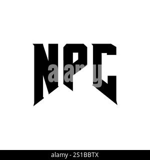 Design del logo NPC Letter per l'azienda tecnologica. Combinazione di colori bianco e nero con logo NPC. Logo NPC, vettore NPC, design NPC, icona NPC, alph NPC Illustrazione Vettoriale