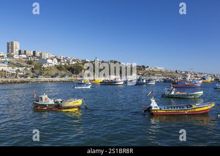 San Antonio, porto, barche, Cile, Sud America Foto Stock