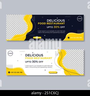 Banner del menu gastronomico post sui social media. Modelli di social media modificabili per le promozioni nel menu Food. Set di storie sui social media e post frame. Layout Illustrazione Vettoriale
