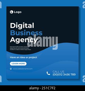 Webinar live sul marketing digitale e modello di post sui social media aziendali Illustrazione Vettoriale