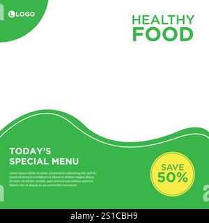 Banner del menu gastronomico post sui social media. Illustrazione Vettoriale