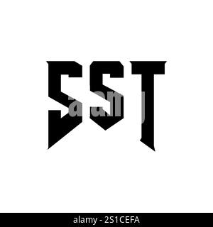 Logo SST Letter per l'azienda tecnologica. Combinazione di colori bianco e nero con logo SST. Logo SST, vettore SST, design SST, icona SST, alph SST Illustrazione Vettoriale