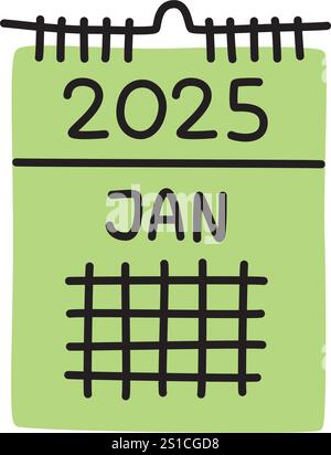 Icona del calendario Doodle disegnata a mano in uno stile minimalista moderno Illustrazione Vettoriale