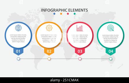 Modello infografico aziendale di presentazione con 4 opzioni Illustrazione Vettoriale