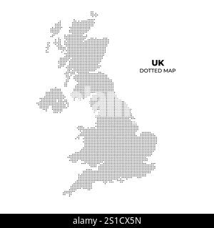 Mappa del Regno Unito con stile punteggiato Illustrazione Vettoriale