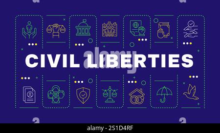Libertà civili concetto di parola blu Illustrazione Vettoriale