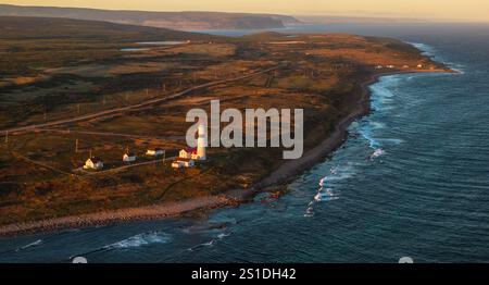 Tramonto al faro di Point Amour nel Labrador. Foto Stock