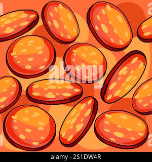 Fette di peperoni piccanti senza cuciture, enfatizzando la loro consistenza saporita. Ideale per condimenti di pizza, confezioni alimentari e temi culinari. Il vettore Illustrazione Vettoriale