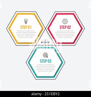 Modello di progettazione infografica vettoriale con 3 opzioni o passaggi Illustrazione Vettoriale