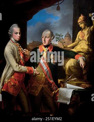 Giuseppe II e Leopoldo Granduca di Toscana a Roma 1780 di Batoni Pompeo, Lucca 1708- Roma 1787, Italia, italiano, Foto Stock