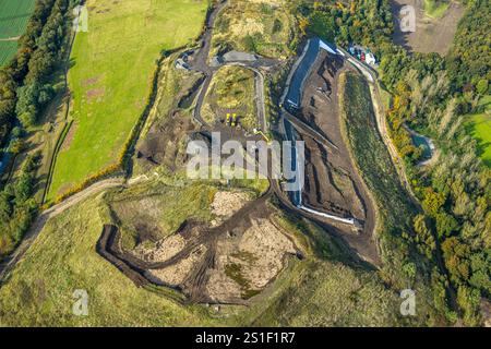 Vista aerea, discarica di rifiuti Eyller-Berg, lavori di scavo, Gestfeld, Kamp-Lintfort, zona della Ruhr, Renania settentrionale-Vestfalia, Germania Foto Stock