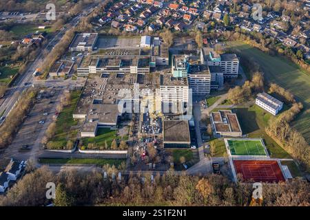 Vista aerea, Berufsförderungswerk Hamm, istituto educativo con cantiere, Rhynern District, Hamm, Ruhr, Renania settentrionale-Vestfalia, germe Foto Stock