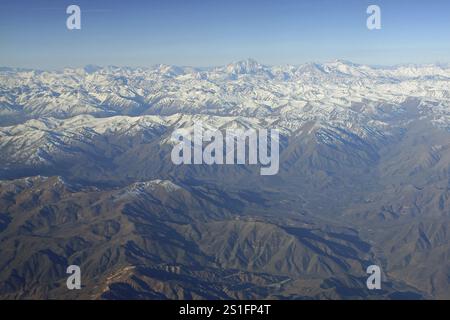Cile settentrionale, dalla finestra dell'aereo, montagne, Ande, Cile, sud America Foto Stock