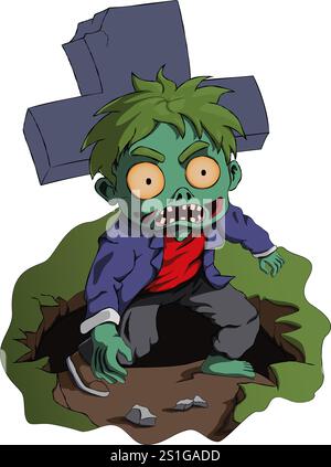 Zombie esce dalla sua tomba Foto Stock